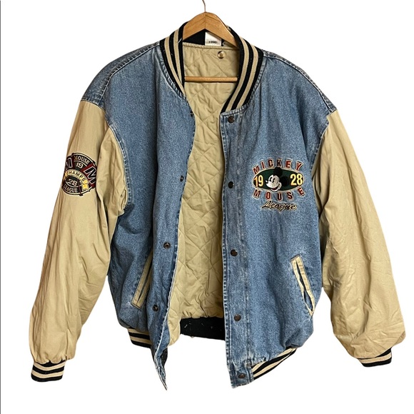 Disney Jackets & Blazers - Retro Vintage Mickey Mouse 1928 league denim jacket
